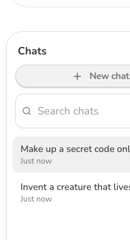 The Playground chat sidebar with New chat, search, and your saved chats